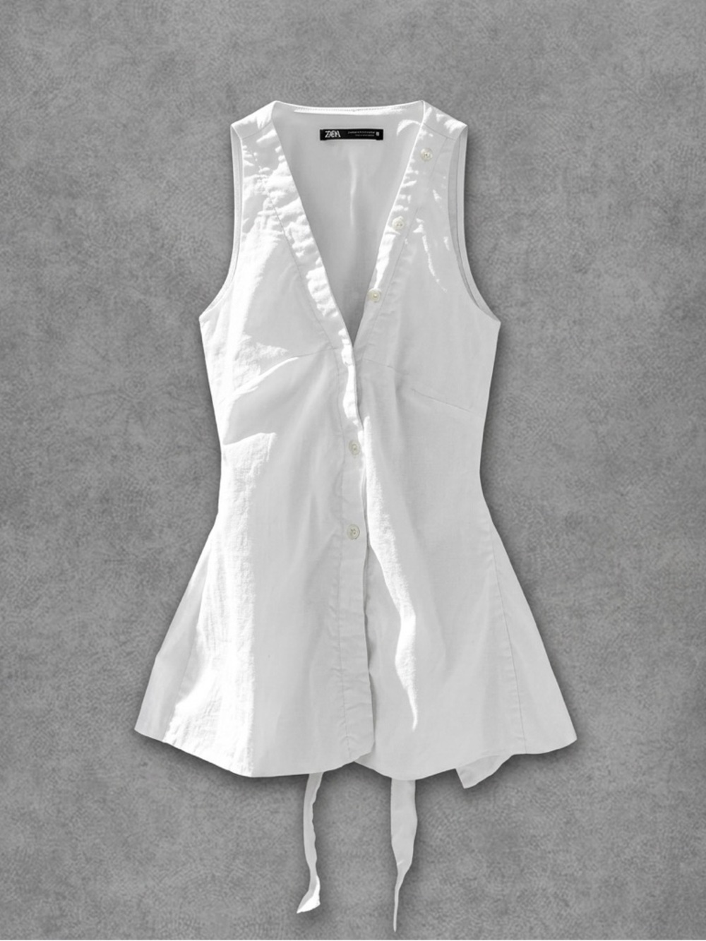 Zara Linen Blend Button-Down Vest Top Size S